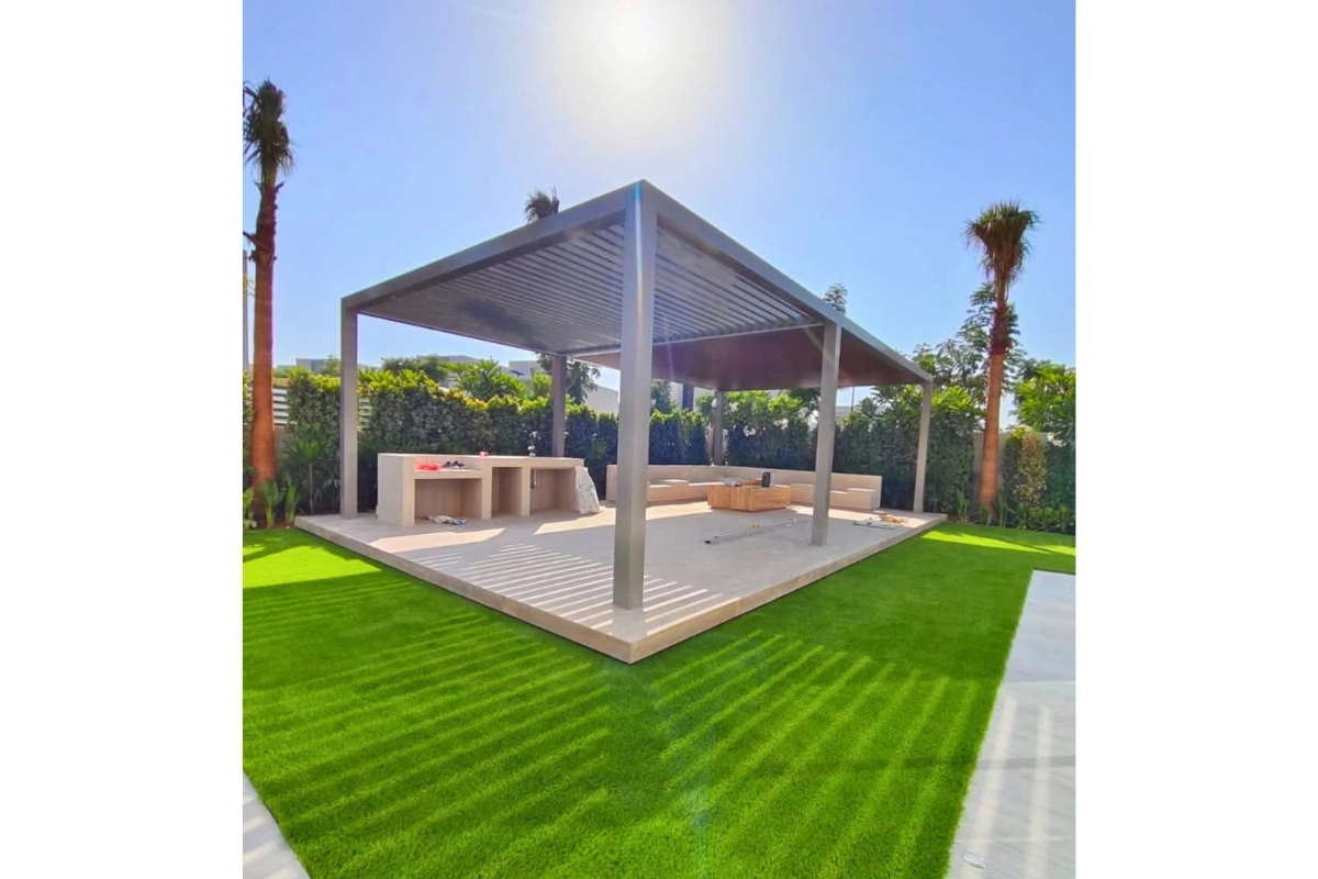 Make-Outdoor-Pergola-Tiles-Grass-works-Dubai-UAE